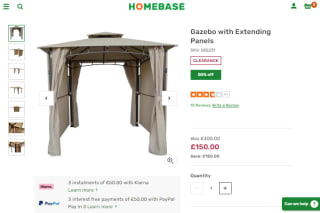 Win a gazebo with extending panels as low as £150 from Homebase
