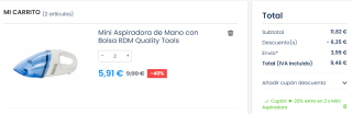 2x Mini Aspiradora de Mano con Bolsa RDM Quality Tools por 9,46€