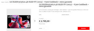 LG OLED65G36LA OLED 4K 2023 voor €2.495 na cashback bij Hofma