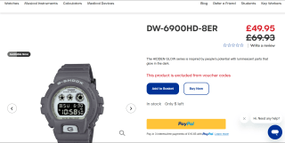 Casio G-Shock Watch DW-6900HD-8ER - £49.95