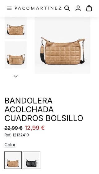 Bandolera acolchada cuadros bolsillo por 12,99€.