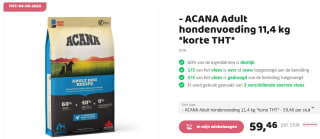Acana hondenvoeding adult 11,4 kg voor €5946 bij Bestpetfoods