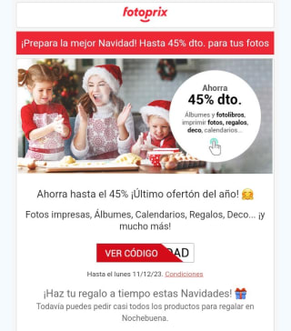 -45% Fotos impresas, Álbumes, Calendarios, Regalos, Deco.