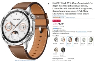 HUAWEI Watch GT 4 - 46 mm Bruin Leer voor €129 bij Amazon