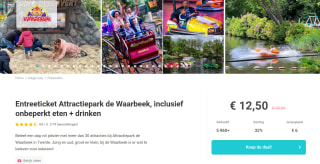 Attractiepark de Waarbeek (Hengelo) incl. eten en drinken voor €12,50 via Tripper