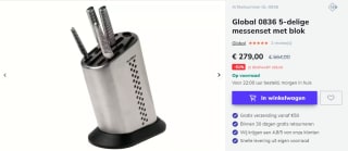 Global G836KB messenblok inclusief 4 messen voor €279 bij Knivesandtools