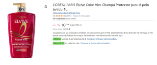 3 Botes de Champú Protector L’ORÉAL PARIS Elvive Color Vive 1L por 19.96€