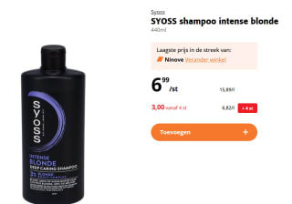 Syoss shampoo intense blonde voor €3 bij Colruyt