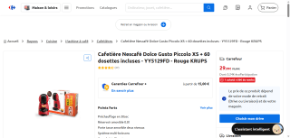 Cafetière Nescafé Dolce Gusto Piccolo XS à 29 ,99 €