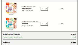 Diverse Kruidvat (jumbopack) newborn luiers 1+1 gratis bij Kruidvat