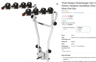 Thule HangOn Trekhaak fietsendrager Silver One-Size voor €125,35 bij Amazon