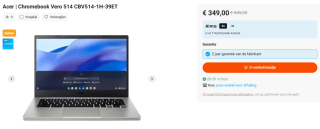 Acer Chromebook Vero 514 CBV514-1H-39ET laptop voor €349 bij Krëfel