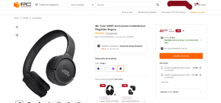 Auriculares Inalámbricos Plegables Negros marca JBL Tune 520BT por 40,64€