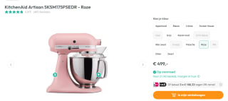 KitchenAid Artisan 5KSM175PSEDR - Roze voor €499 bij Art & Craft