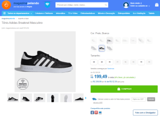 Tênis Masculino da Adidas, modelo Breaknet - R$ 199,49