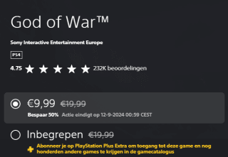 God of War voor €9,99 in de Playstation Store