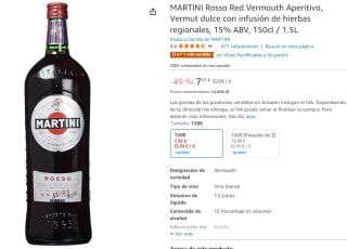 Martini Rosso Red Vermouth Aperitivo 1.5 l por 7,55€