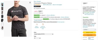 Playera Clásica Champion Talla M por $142 en Amazon (comprando 3)