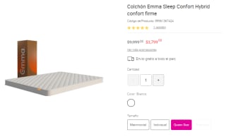 Colchon Emma Híbrido Queen Size por $3,799 en Liverpool