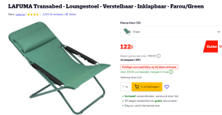 Lafuma Transabed Opvouwbare Ligstoel voor €122 bij Bol.com