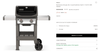Weber Barbacoa de gas de 2 quemadores Spirit II E210 GBS por 274€