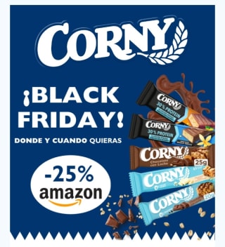 Corny Protein Barritas con Vainilla recubiertas de Chocolate con 30% de Proteína y Sin Azúcares Añadidos 18 x 50 g por 24,17€.