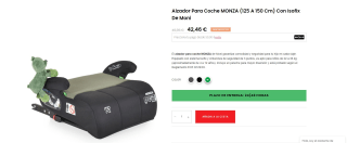 Alzador para coche MONZA (125 a 150 cm) con Isofix de Moni por 42,46€ (regalo de peluche)