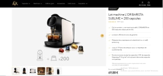 Cafetière L'Or Barista Sublime LM9012 Noir + 200 capsules à 69,88€