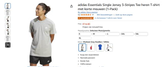 Adidas Essentials 3-Stripes T-Shirt voor €14 bij Amazon