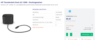 HP Thunderbolt Dock G2 120W - Dockingstation voor €86,43 bij Azerty