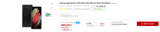 Samsung Galaxy S21 Ultra 5G 128 Go Noir fantôme à 999€