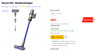 Dyson V11 Steelstofzuiger voor €297 bij Bol
