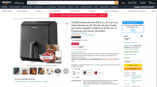 Freidora de Aire Wifi COSORI 6,4 L por 129,99€