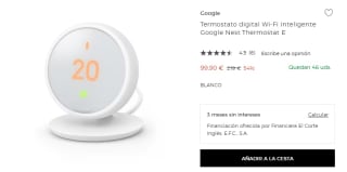Termostato digital Google Nest Thermostat E por 99.90€