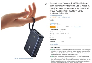 Baseus Picogo 10000mAh 45W Powerbank voor €27,99 bij Amazon