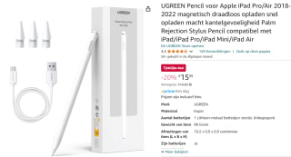 : Ugreen Pencil voor Apple iPad voor €15,99 bij Amazon