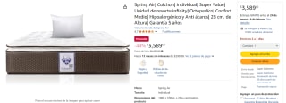 Spring Air| Colchon | 28 cm por $3589 en Amazon
