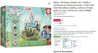Educa - 3D Dream Garden 2in1 Castillo | Construye con Piezas de cartón a Todo Color Este Maravilloso Castillo y cultiva tu Propio jardín por 6,20€
