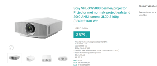 Sony VPL-XW5000 beamer/projector voor €3.879 bij Computer-connections