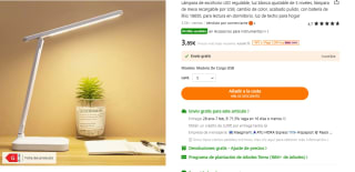 Lámpara de escritorio LED regulable por 3,89€