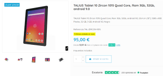 TALIUS Tablet 10 Zircon 1015 Quad Core por 95€