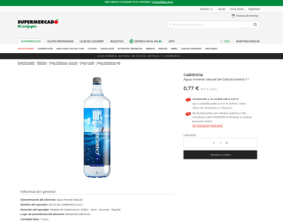 42 Botellas CABREIROA Agua mineral natural de Galicia botella 1L por 11,17€