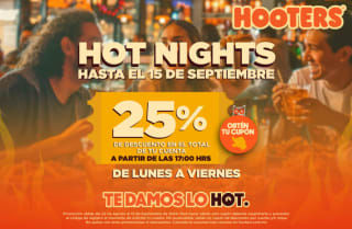 Hooters: 25% de descuento en tu cuenta