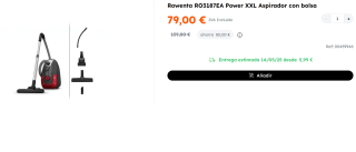 Aspirador con bolsa Rowenta RO3187EA Power XXL por 79€