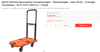 BLACK+DECKER Opvouwbare Transportwagen voor €49,99 bij Ochama