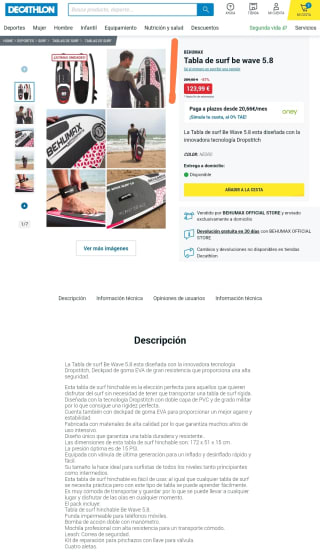 Tabla de surf 5.8 por solo 123,99€