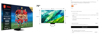 TV QD-MiniLED 75" TCL 75C855, QLED PRO 4K HDR Premium, Smart TV Google TV por 1.299€