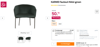 Fauteuil nikki groen of zand voor €50,70 bij Karwei