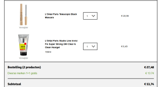 1+1 gratis op alles van L'Oréal Paris bij Kruidvat
