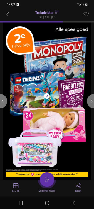 Trekpleister. Speelgoed 2e halve prijs.